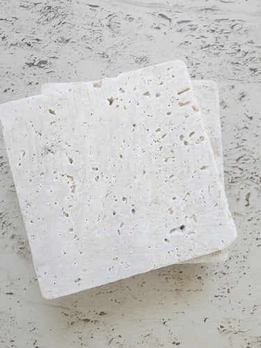 RAW TRAVERTINE COASTER SET