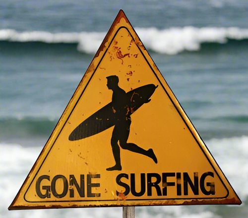 GONE SURFING TIN SIGN