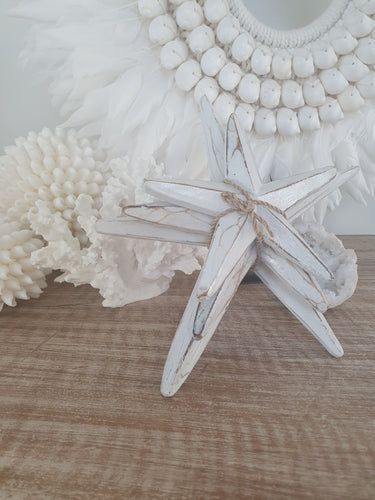 CARVED WHITEWASH STARFISH SET 3